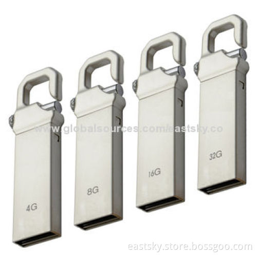 Hook Flash Drive, Waterproof/Dust-proof Stainless Metal, Free for 1 to 2 Colored Logo Imprint